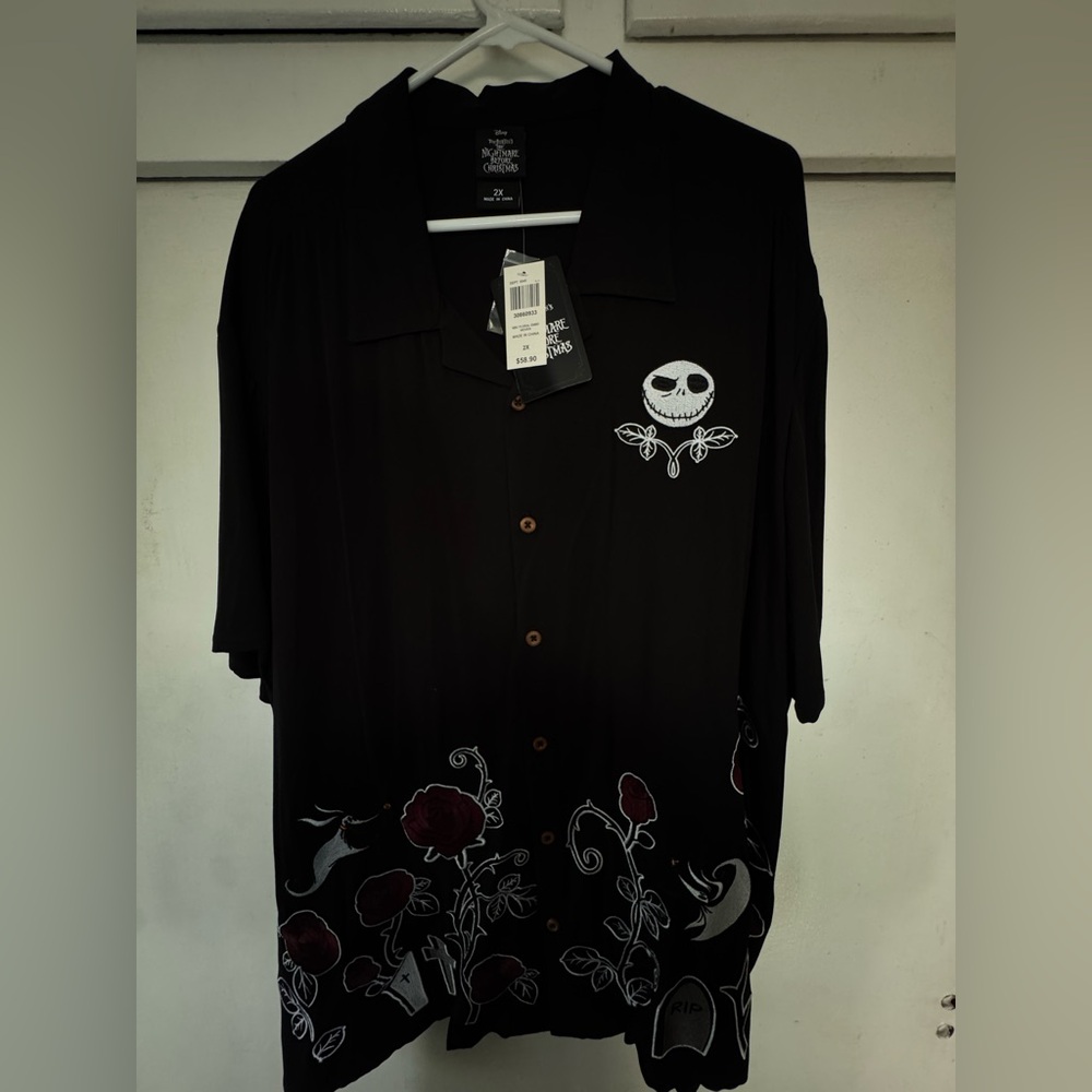 Disney Black and Red Men's Nightmare Before Christmas Button Down Shirt